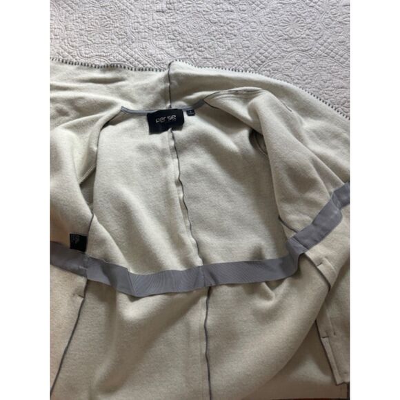 Per Se By Carlisle Wool Grey/Cream wrap cardigan, Size 0 - Picture 5 of 7